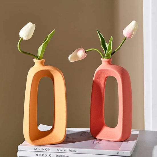 Abstract Modern Bud and Flower Vases Show Off Blooms and Flowers In Organic Colorful Style