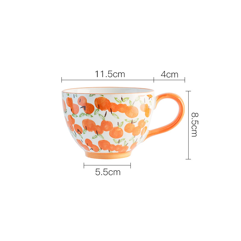 Dawn Retro Style Ceramic Cereal Mug Citrus Fruit Pattern Size Measurements