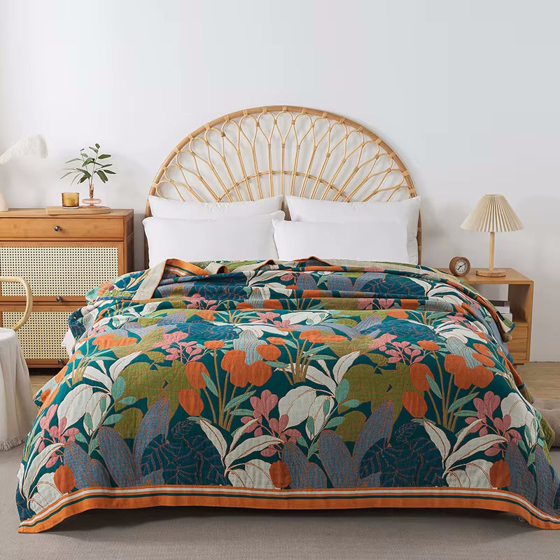 Cotton Bedding Tropical Twilight Reversible Cotton Coverlet Quilt