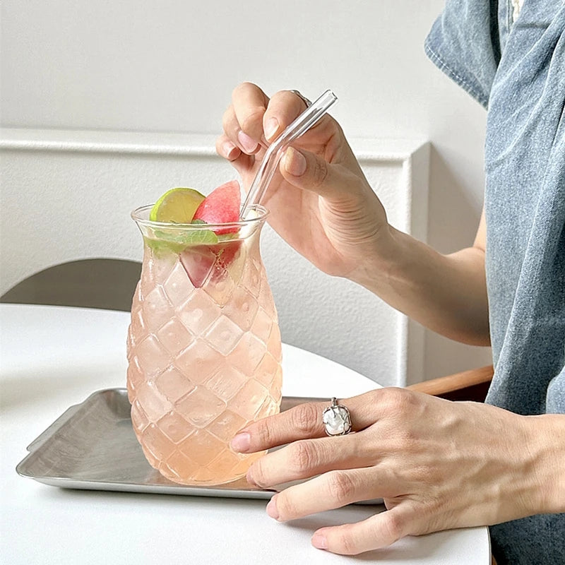 Fruit Water Recipe In Pineapple Shaped Summer Drinkware Glass