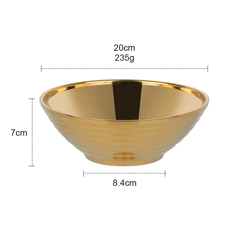 Glam Stainless Steel Insulated Colorful Gold Large Noodle Bowl