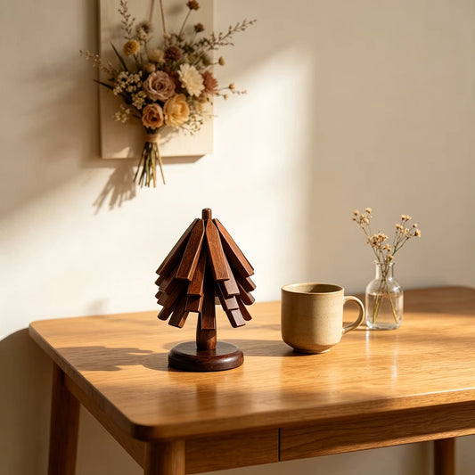 Wood Collapsible Hot Pad Trivet Tree