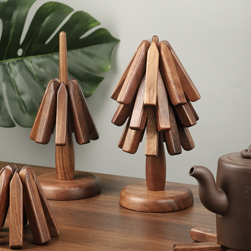 Organic Decor Buffet And Sideboard Decoration Wooden Trivet Trees With Collapsible Wood Trivets