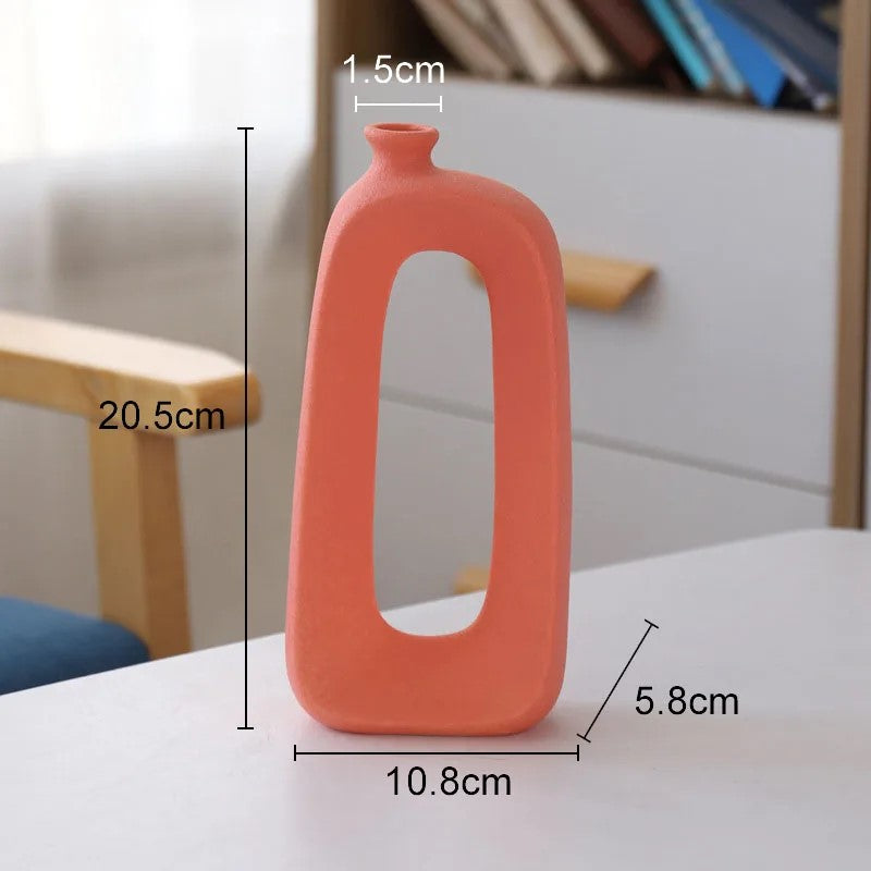 Size Measurements Of Abstract Modern Art Colorful Ceramic Vase Coral Color Style A