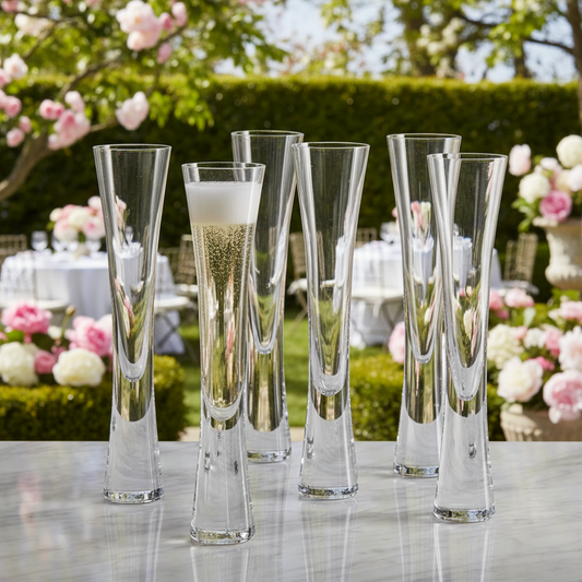 Outdoor Wedding Beverage Station Spring Garden Party Drinkware Aspire Sleek Flute Champagne Glasses