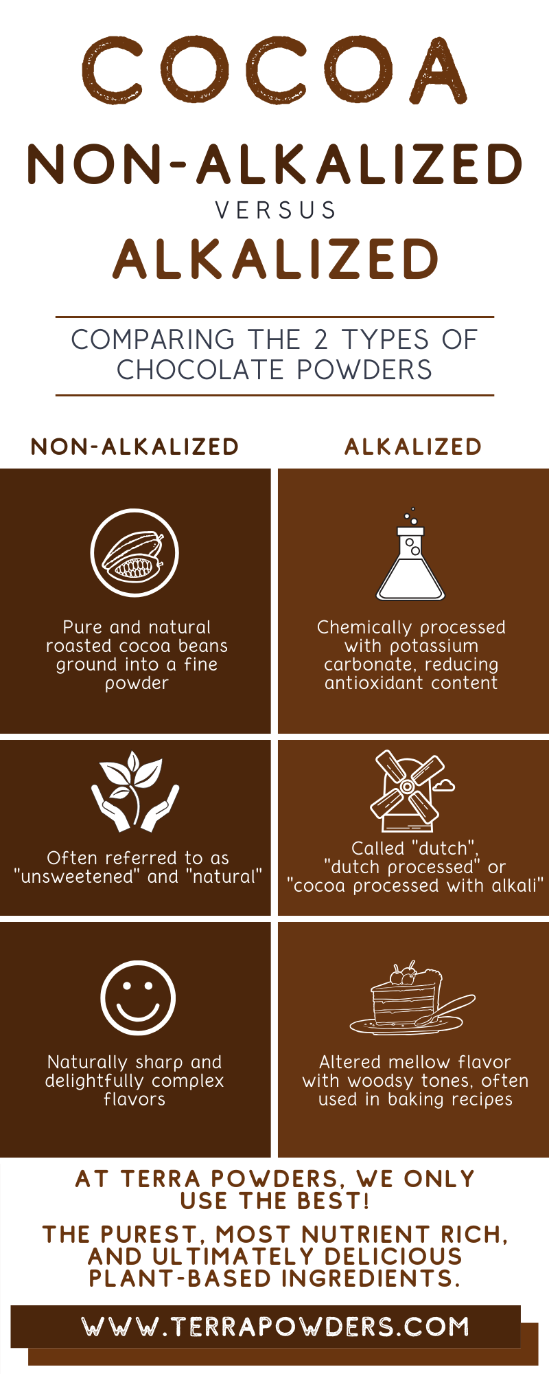 Cocoa Powder Comparison Infographic By Terra Powders Nutrient Rich Clean Food Power