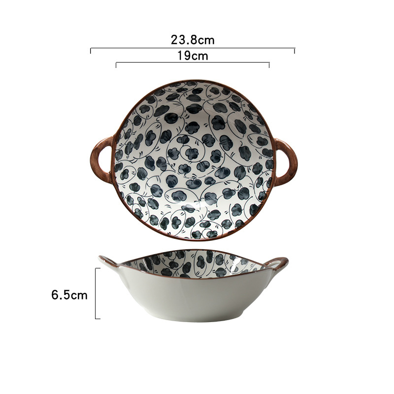 Farmhouse Modern Style Purposefully Irregular Shape Ceramic Bowl Cotton Curl Pattern