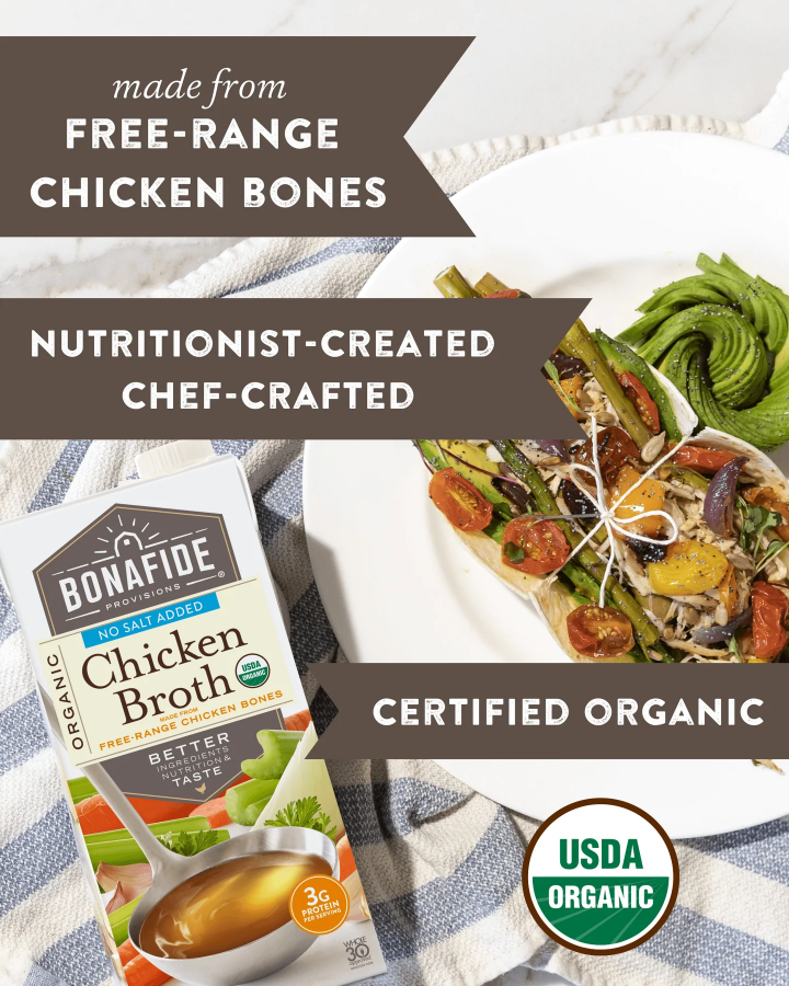 Bonafide Certified Organic Whole30 Approved Broth Made From Free Range Chicken Bones No Salt Added Nutritionist Created Chef Crafted