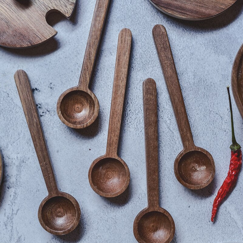 Acacia Wood Lids And Round Wooden Spoons For Food Storage Container Sets