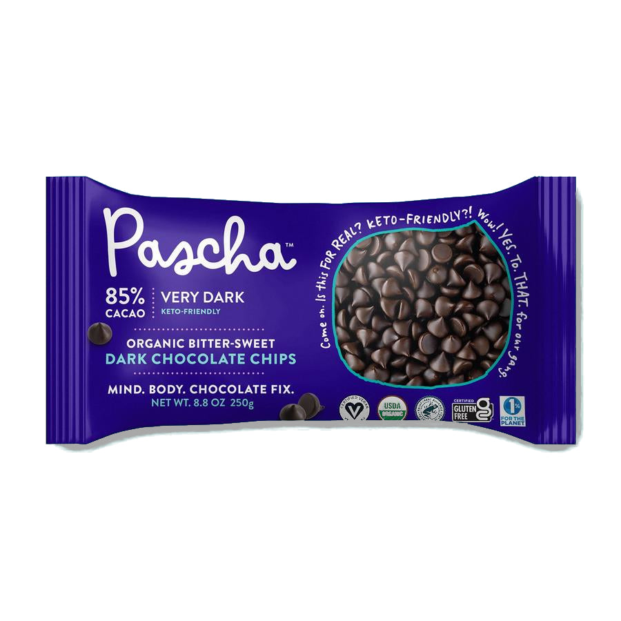 Pascha 85% Cacao Organic Bitter-Sweet Vegan Chocolate Chips 8.8oz