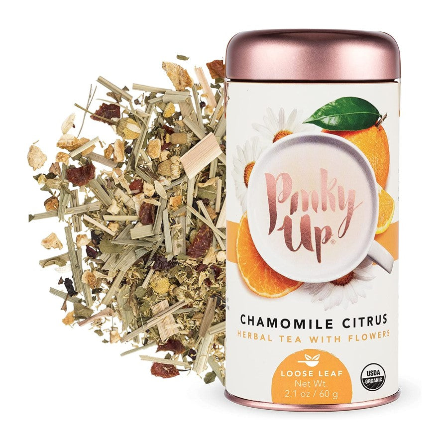 Pinky Up Chamomile Citrus Herbal Tea With Flowers Loose Leaf USDA Organic