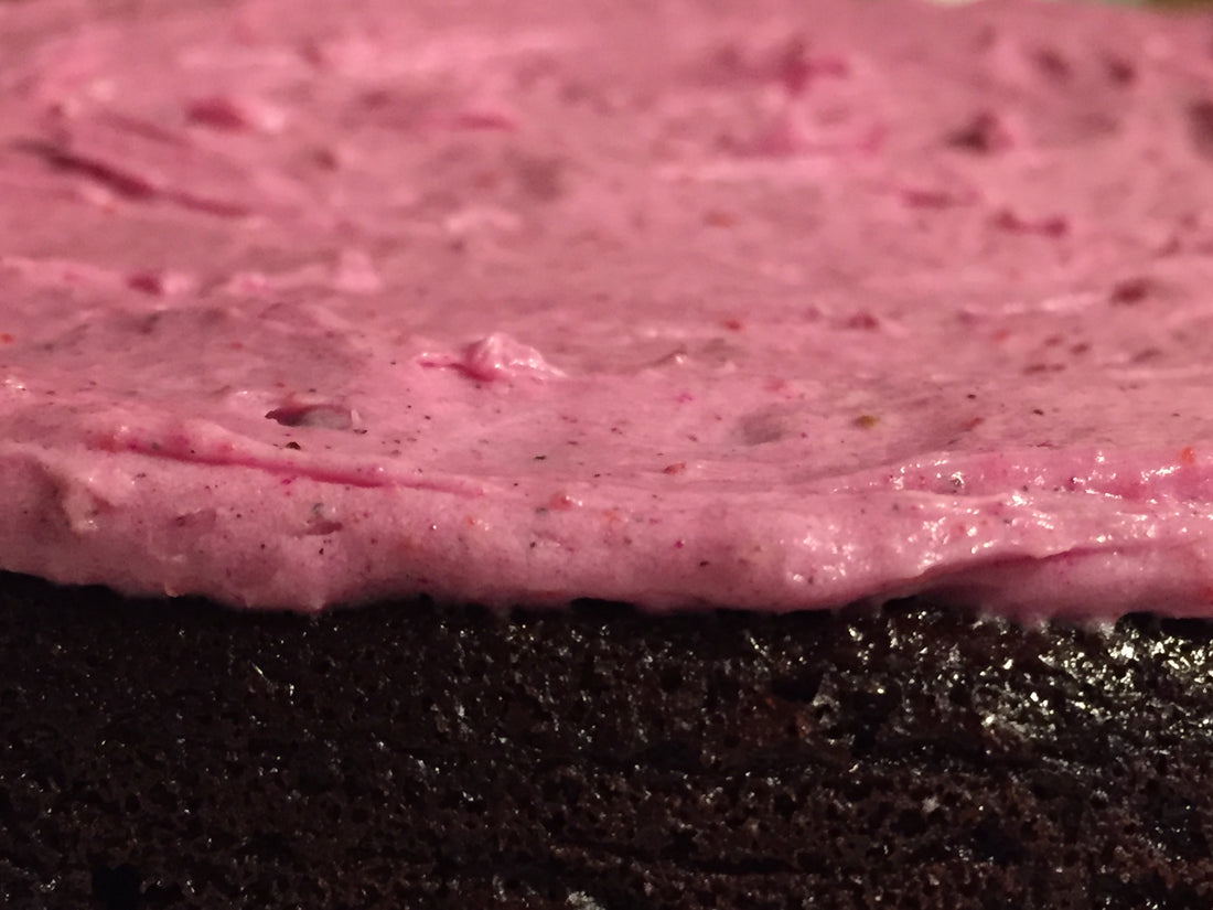 Terra Powders Dragon Berry Frosting On Chocolate Cake