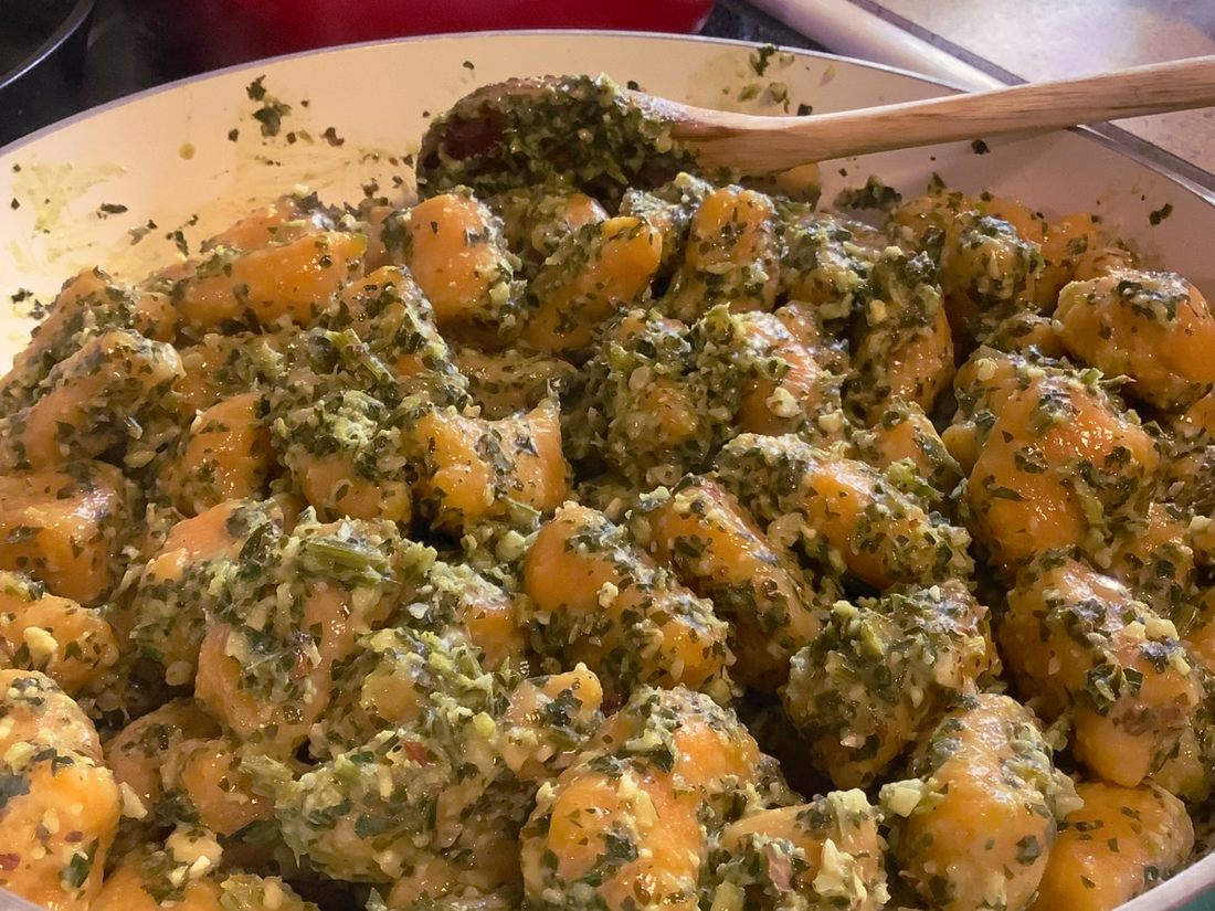 Savory Sweet Potato Gnocchi With Homemade Pesto Clean Food Powered Recipes From Terra Powders