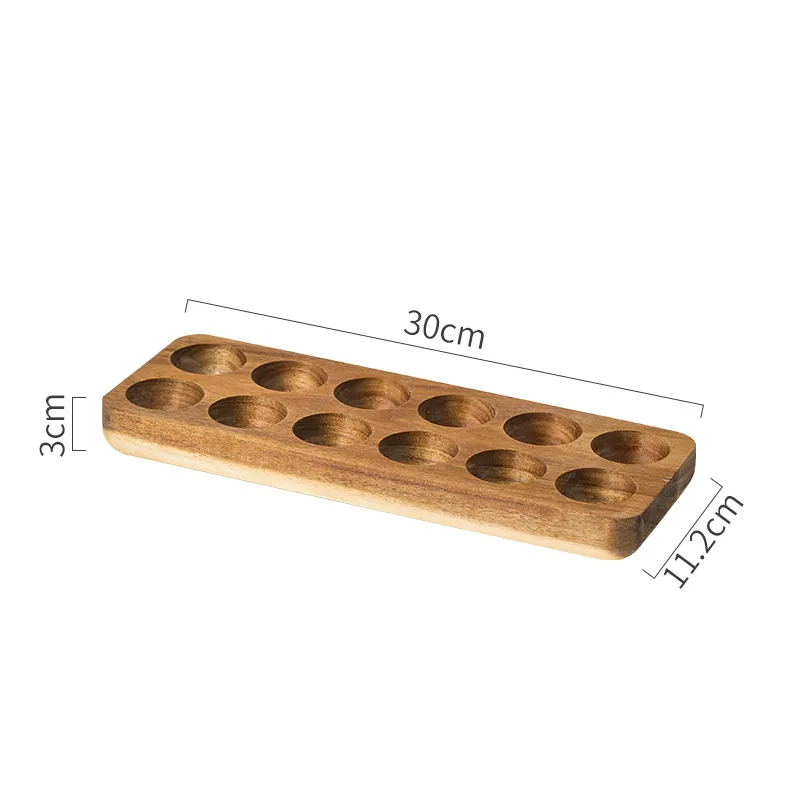 Size Measurements Of Farmhouse Style Wooden Egg Holder Tray For Dozen Or 12 Eggs