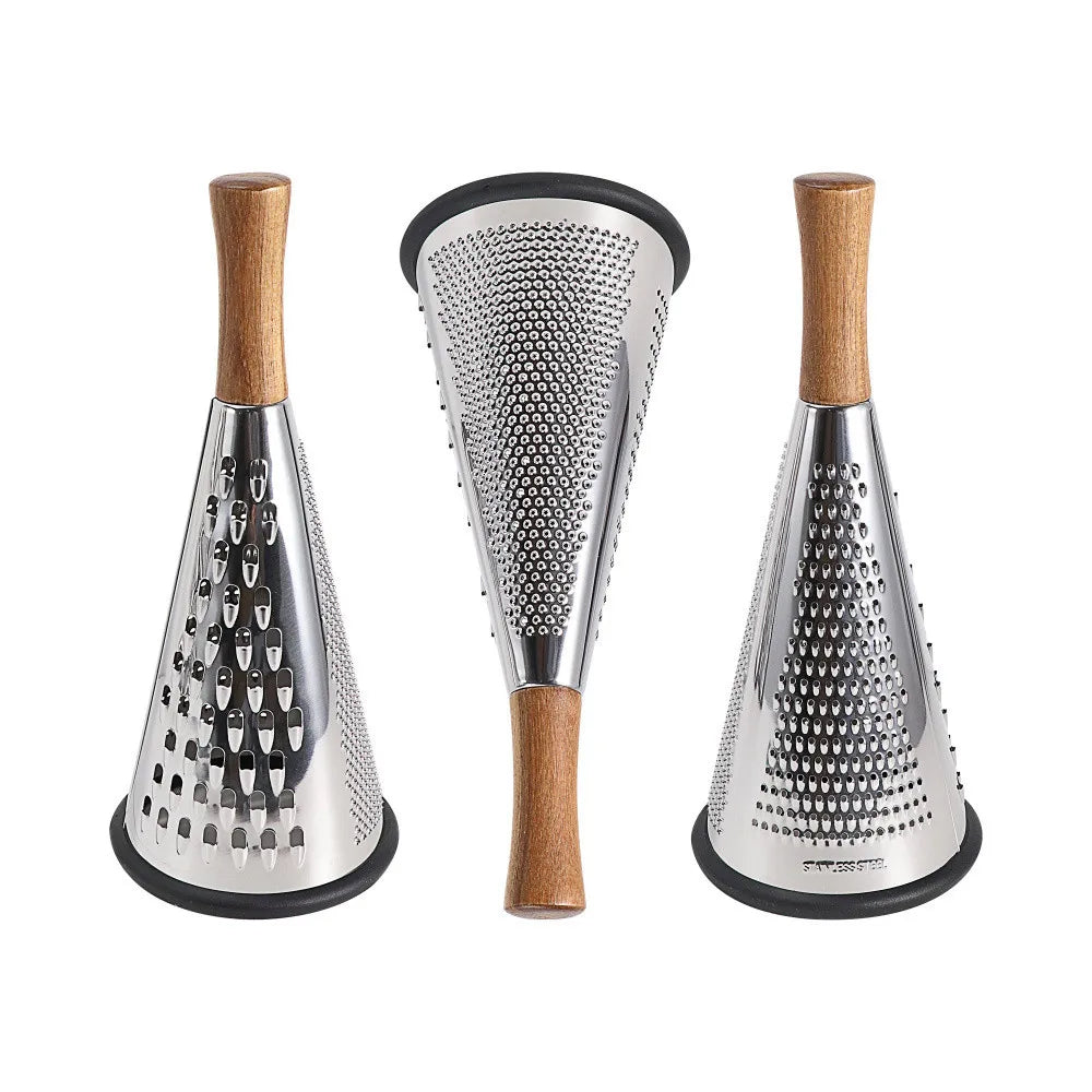 Three Stainless Steel Graters With Wood Handles Kitchen Tools