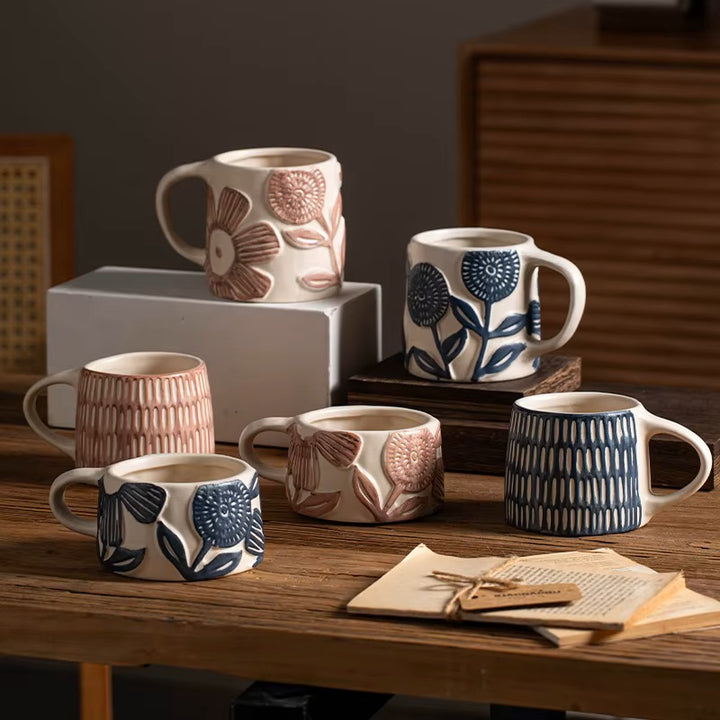 Organic Retro Craft Style Ceramic Mugs