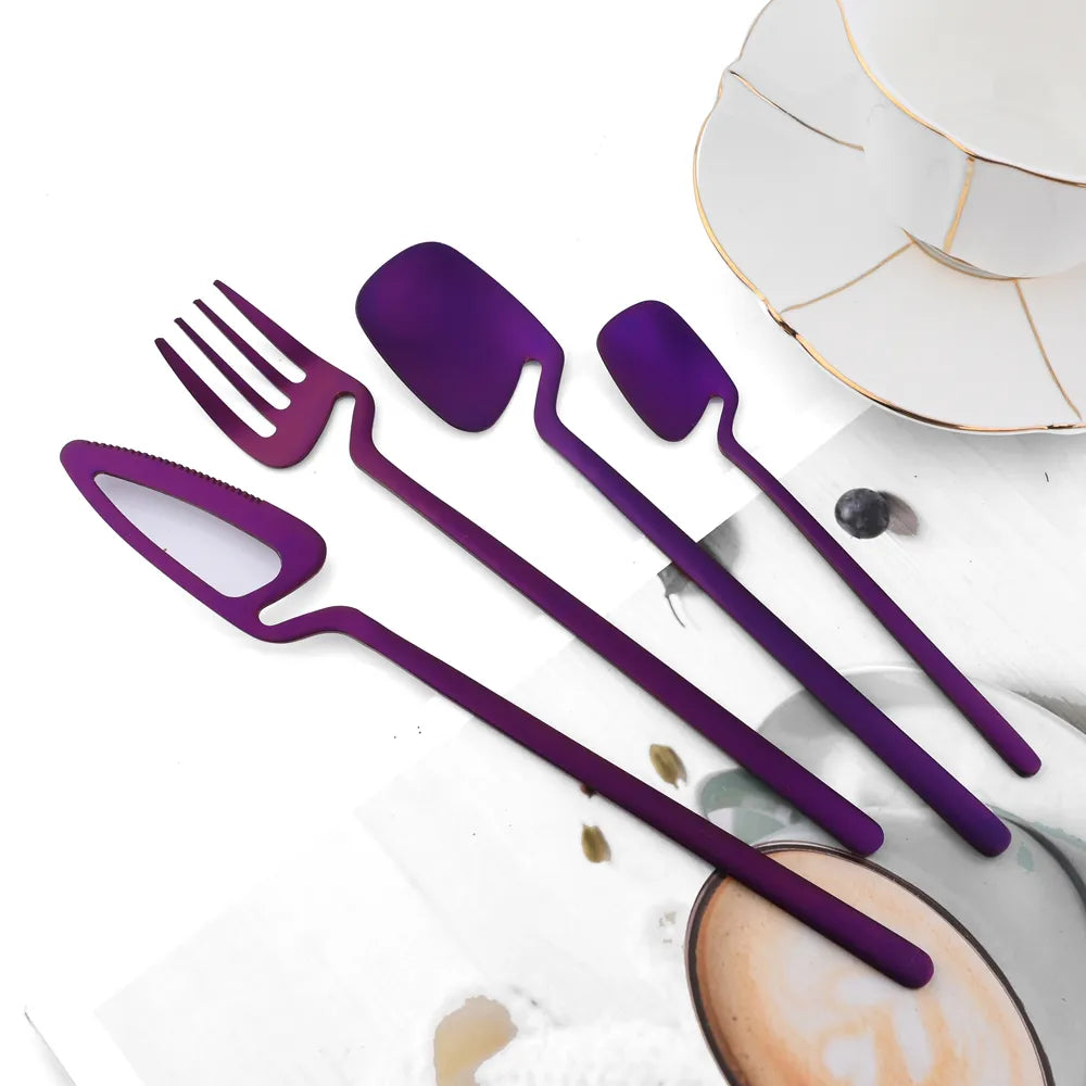 Purple Flatware Knife Fork And Spoons For Luxury Dining And Surreal Style