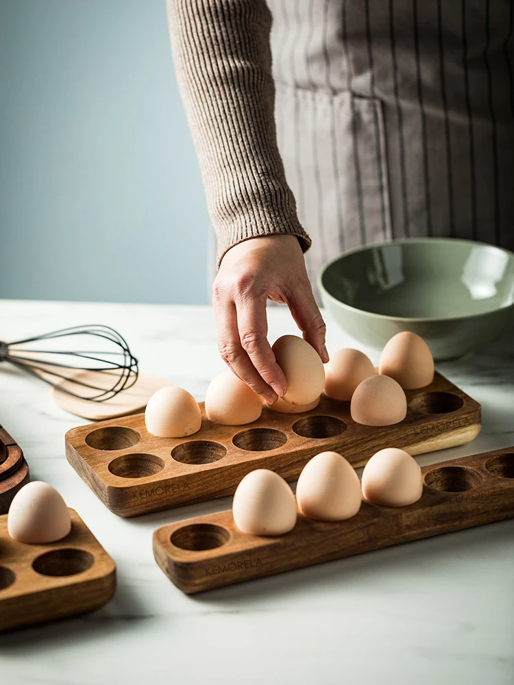 Baking With Fresh Eggs From The Farm Real Acacia Wood Trays For Plastic Free Egg Storage In Modern Farmhouse Style