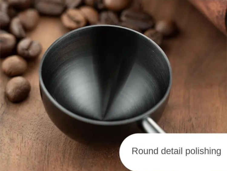 Polished Dark Stainless Steel Coffee Scoop For Luxury Barista Coffee Making At Home