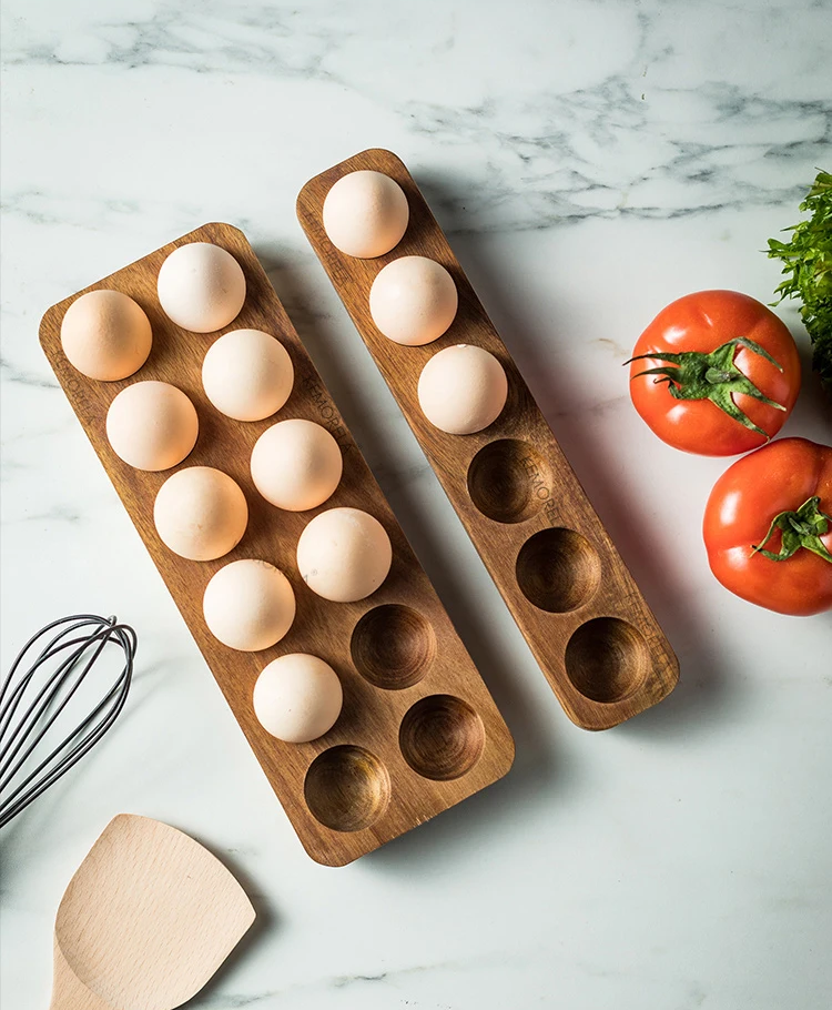 Fresh Ingredients And Eggs From The Farm In Acacia Wooden Egg Trays For Dozen And Half Dozen Egg Storage Options In Functional Farmhouse Style Decor