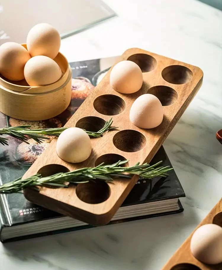 Fresh Herbs And Farm Fresh Eggs In Wooden Egg Holder Trays For Farmstead Style Functional Decor