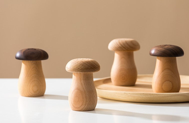 Organic Home And Nordic Style Wooden Table Decor Toothpick Shakers That Look Like Mushrooms Made Of Real Wood