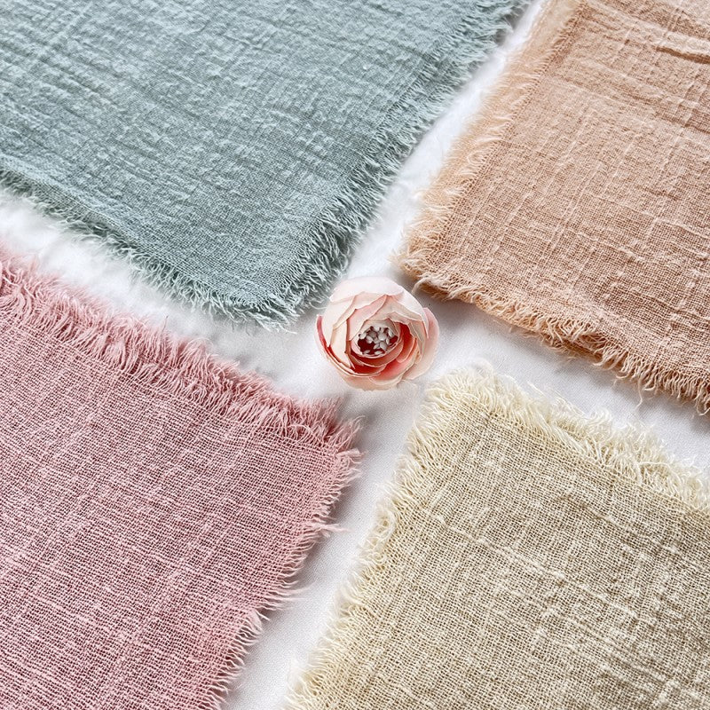 100 Percent Cotton Napkins With Fringe Edges In Four Pastel Colors