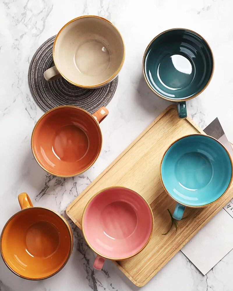 Six Colorful Pottery Options Morning Perk Oversized Ceramic Cereal Mugs For Coffee Tea Snacks And More