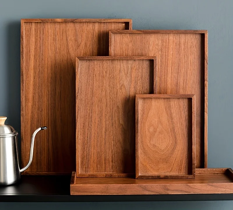 Modern Luxury Wood Rectangle Trays With Recessed Handles – Terra Powders