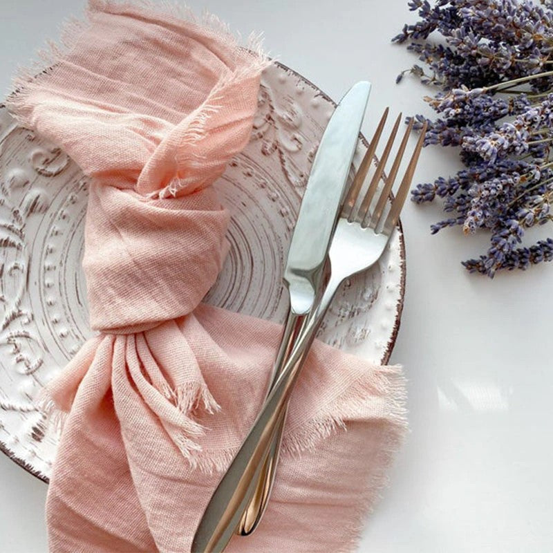 Lavender Flowers With Pink Cotton Napkin Stylish Place Setting For Dining