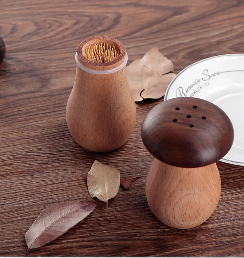 Fall Decor For Autumn Tablescapes Wooden Mushroom Toothpick Holder Made Of Beechwood And Walnut