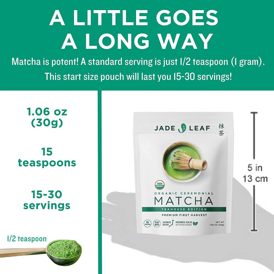 A Little Matcha Powder Goes A Long Way Organic Ceremonial Matcha Teahouse Edition Premium First Harvest Jade Leaf