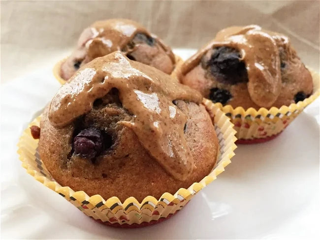 Almond Butter Blueberry Muffins Topped With Lightly Toasted Creamy Almond Butter Once Again Recipe