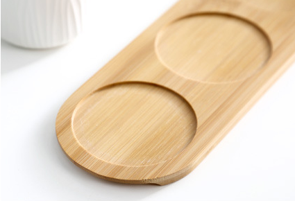 Organic Seaside Style Bamboo Wooden Tray For Ceramic Jars To Set On