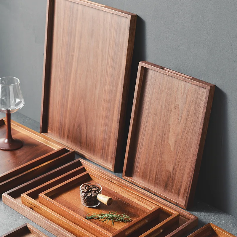 Rectangular Tray Modern Luxury Wood Rectangle Trays With Recessed Handles – Terra Powders