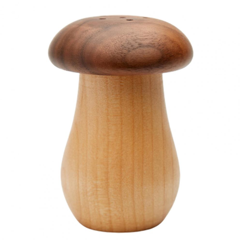 Walnut And Beech Wood Mushroom Shape Toothpick Shaker