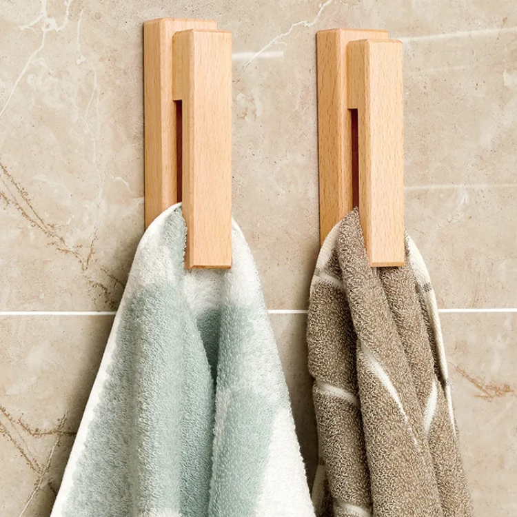 Marble Slide Wood Towel Holder With Easy Mount – Terra Powders