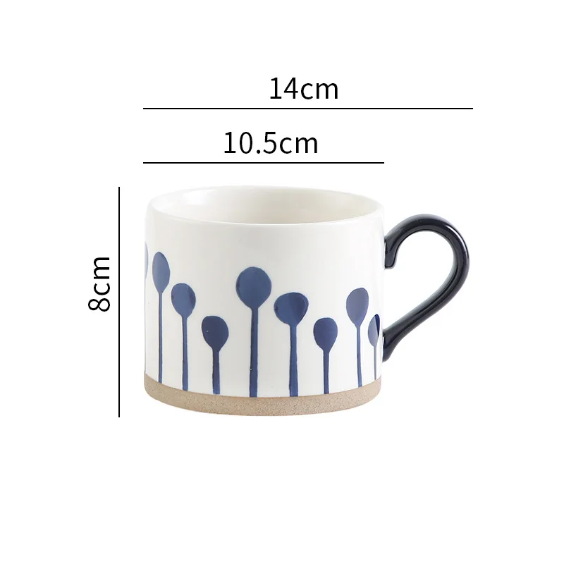 Blue Sprouts Grounded Art Ceramic Mug With Exposed Base Cup Size Measurements