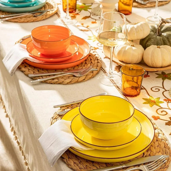 Bright Downtown Color Ceramic Dishes Simplicity Place Settings For Six Plates And Bowls For Seasonal Tablescapes