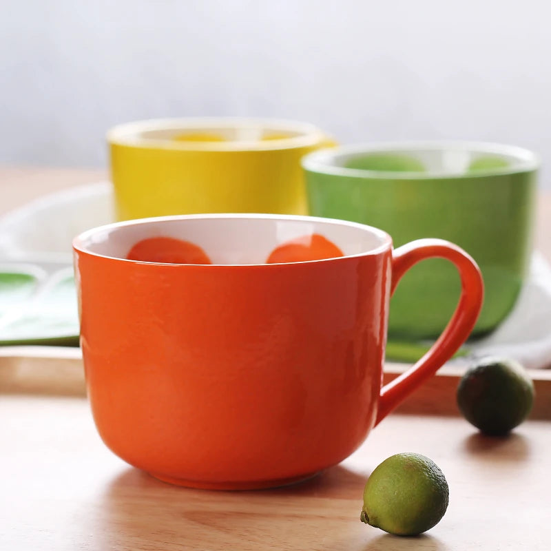 Summer Mugs In Citrus Prints Ceramic Orange Lime And Lemon Drinkware