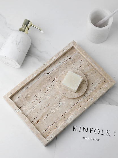 Chiaro Stone Tray Luxury Bathroom Decor Travertine