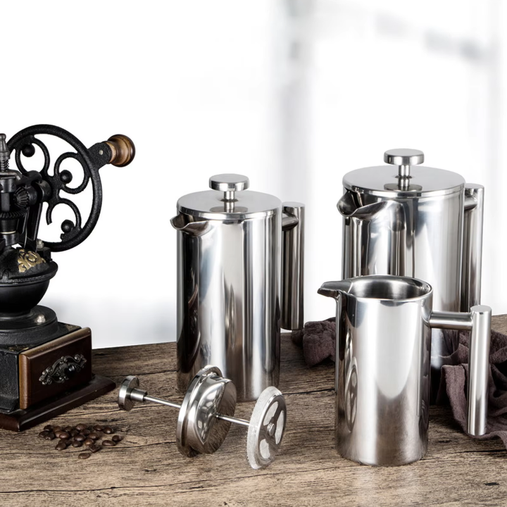 Luxury Double Wall Stainless Steel French Presses In Multiple Sizes For Making Coffee