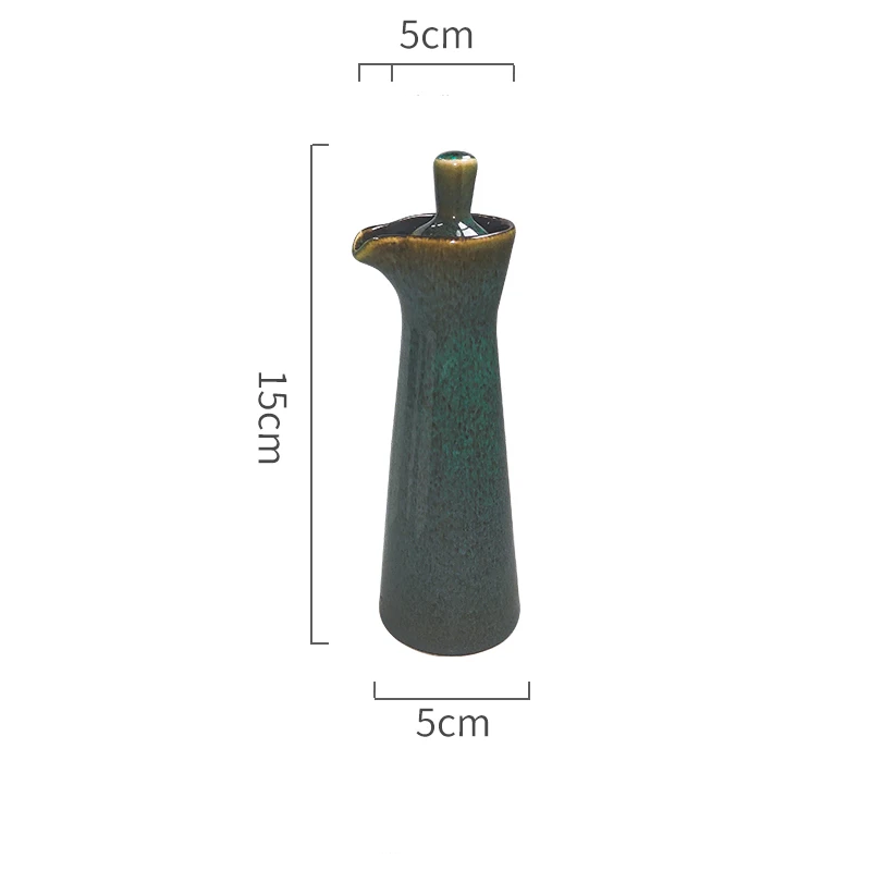 Terrace Peacock Color Ceramic Oil & Vinegar Cruet Size Measurements