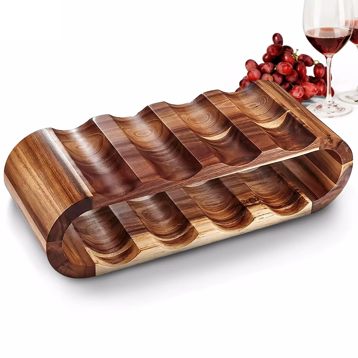 Countertop Decor Or Tabletop Wine Rack Made Of Acacia Wood