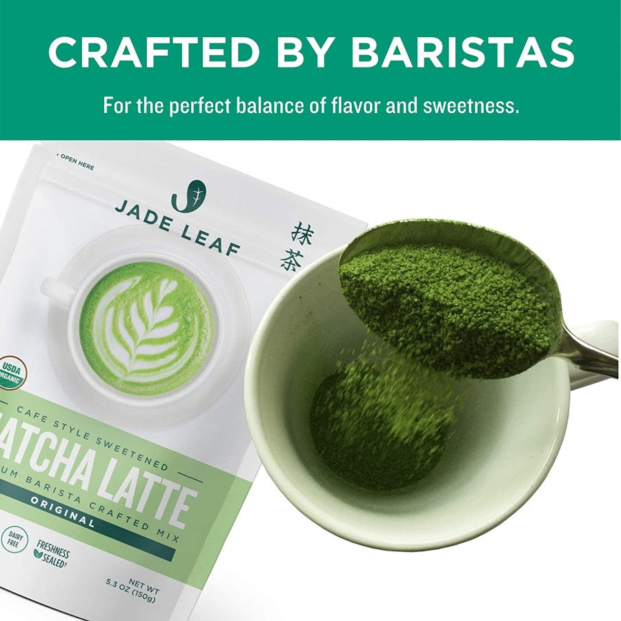 Jade Leaf Matcha Cafe Style Sweetened Original Latte Mix Is Crafted By Baristas For Perfect Balance Of Flavor And Sweetness
