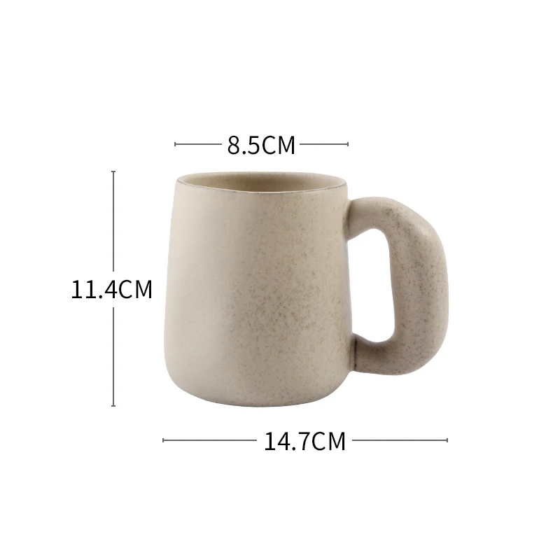 Desert Haze Organic Retro Style Deep Ceramic Mug With Chunky Handle Size Measurements