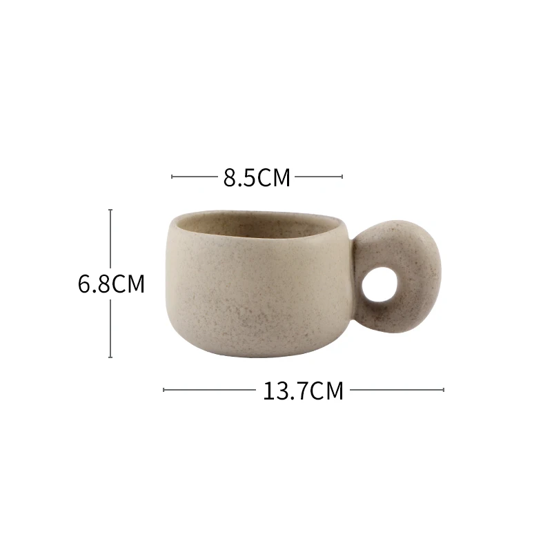 Desert Haze Organic Retro Style Shallow Ceramic Mug With Chunky Handle Size Measurements