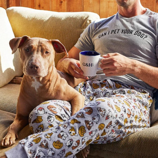 Man Relaxing With Coffee And Cute Dog Grounds And Hounds Organic Coffees Help Save A Pup With Every Cup