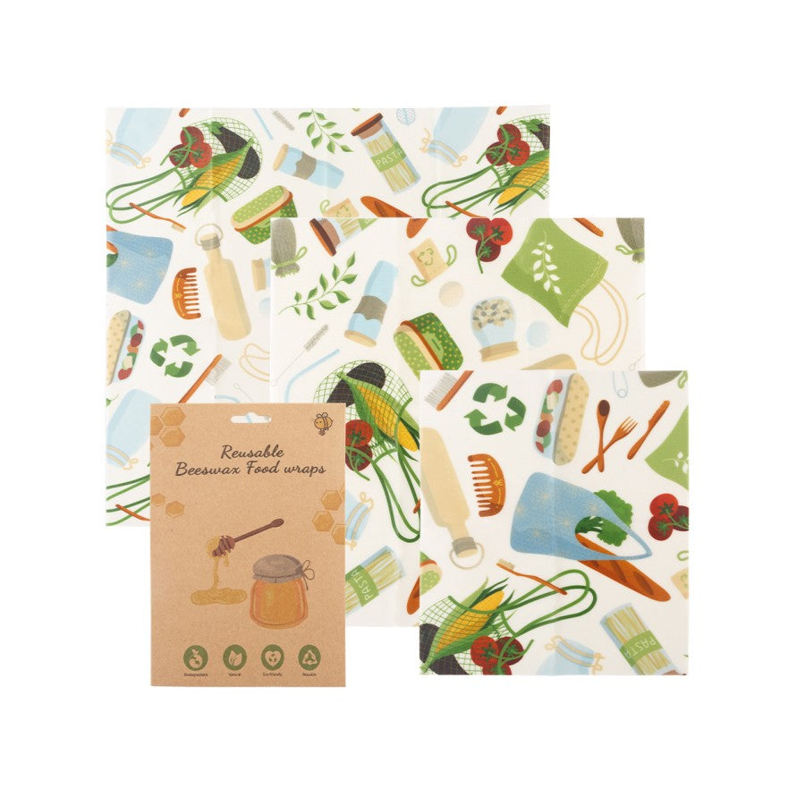 Beeswax Wrap Assorted Size 3 Pack Eco Warrior Print