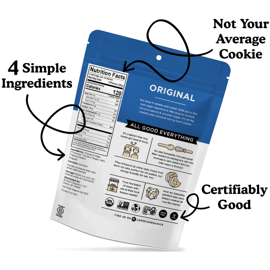 Original Emmy's Organics Coconut Crunch'Ems 4 Simple Ingredients And Nutrition Facts